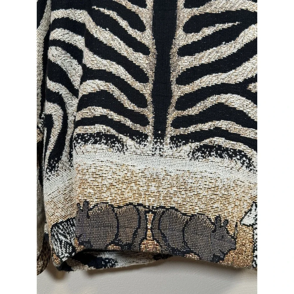 Vintage Sugar Street Women M Cotton‎ Weavers Animal Print Safari Tapestry Jacket